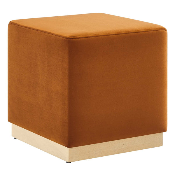 Modway Furniture Tilden 17" Square Performance Velvet Ottoman – Stylish, Durable Accent Piece for Any Room Rust Natural EEI-6640-RUS-NAT