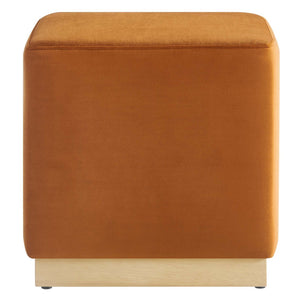 Modway Furniture Tilden 17" Square Performance Velvet Ottoman – Stylish, Durable Accent Piece for Any Room Rust Natural EEI-6640-RUS-NAT
