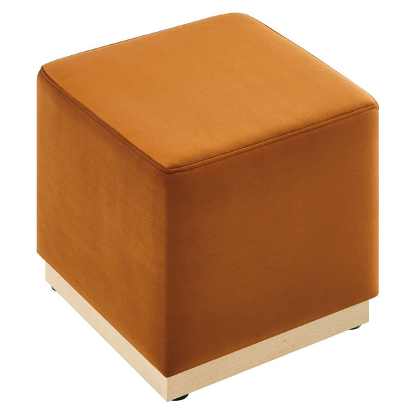 Modway Furniture Tilden 17" Square Performance Velvet Ottoman – Stylish, Durable Accent Piece for Any Room Rust Natural EEI-6640-RUS-NAT