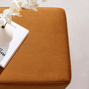 Modway Furniture Tilden 17" Square Performance Velvet Ottoman – Stylish, Durable Accent Piece for Any Room Rust Natural EEI-6640-RUS-NAT