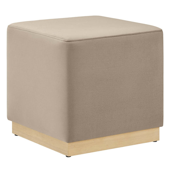 Modway Furniture Tilden 17" Square Performance Velvet Ottoman – Stylish, Durable Accent Piece for Any Room Taupe Natural EEI-6640-TAU-NAT