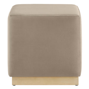 Modway Furniture Tilden 17" Square Performance Velvet Ottoman – Stylish, Durable Accent Piece for Any Room Taupe Natural EEI-6640-TAU-NAT