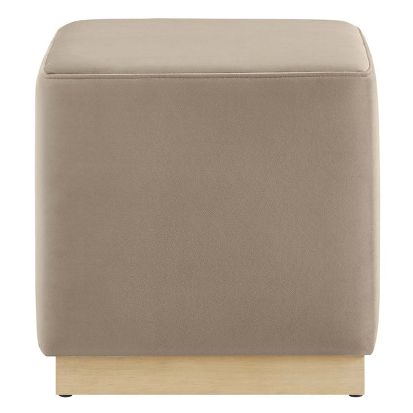 Modway Furniture Tilden 17" Square Performance Velvet Ottoman – Stylish, Durable Accent Piece for Any Room Taupe Natural EEI-6640-TAU-NAT