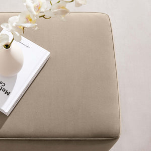 Modway Furniture Tilden 17" Square Performance Velvet Ottoman – Stylish, Durable Accent Piece for Any Room Taupe Natural EEI-6640-TAU-NAT