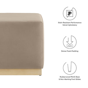 Modway Furniture Tilden 17" Square Performance Velvet Ottoman – Stylish, Durable Accent Piece for Any Room Taupe Natural EEI-6640-TAU-NAT