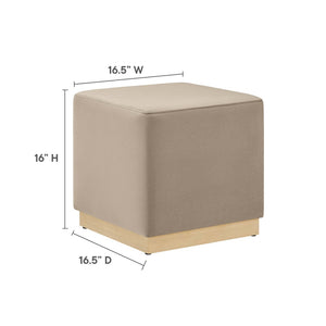 Modway Furniture Tilden 17" Square Performance Velvet Ottoman – Stylish, Durable Accent Piece for Any Room Taupe Natural EEI-6640-TAU-NAT