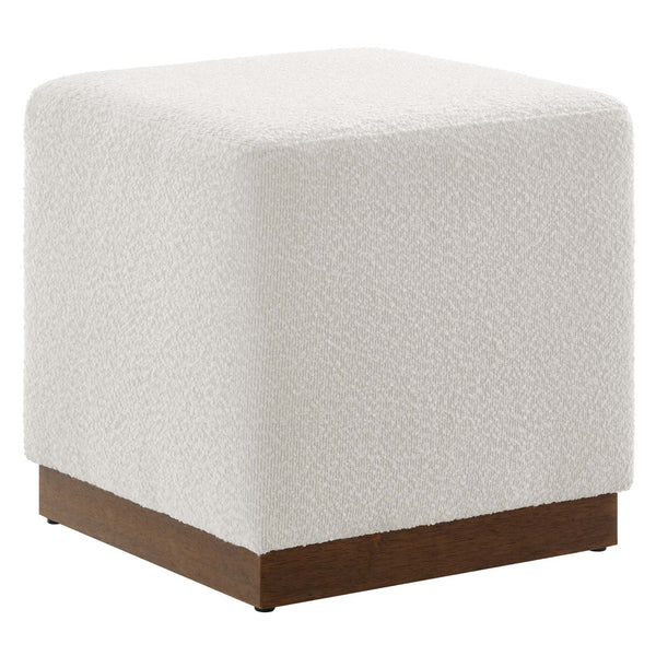 Modway Furniture Tilden 17" Square Boucle Upholstered Ottoman – Versatile Luxury Seat for Modern Spaces & Compact Living EEI-6641-CLO-WAL