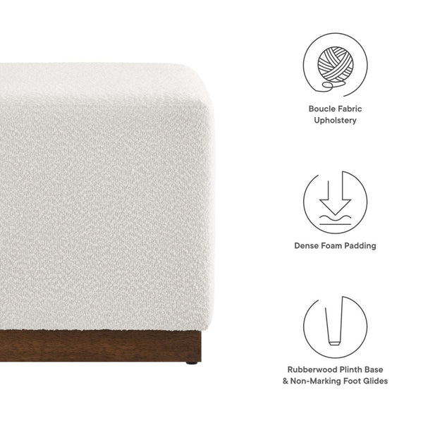 Modway Furniture Tilden 17" Square Boucle Upholstered Ottoman – Versatile Luxury Seat for Modern Spaces & Compact Living EEI-6641-CLO-WAL