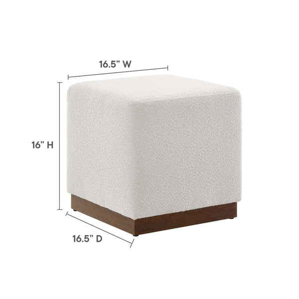 Modway Furniture Tilden 17" Square Boucle Upholstered Ottoman – Versatile Luxury Seat for Modern Spaces & Compact Living EEI-6641-CLO-WAL