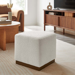 Modway Furniture Tilden 17" Square Boucle Upholstered Ottoman – Versatile Luxury Seat for Modern Spaces & Compact Living EEI-6641-CLO-WAL