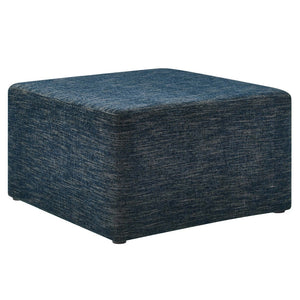 Modway Furniture Callum Large 28" Square Woven Ottoman - Versatile Upholstered Seat and Coffee Table Alternative Heathered Weave Azure EEI-6642-HEA