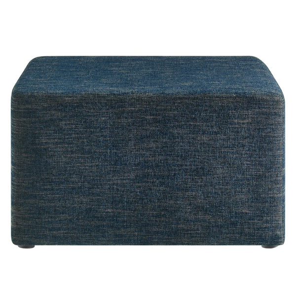 Modway Furniture Callum Large 28" Square Woven Ottoman - Versatile Upholstered Seat and Coffee Table Alternative Heathered Weave Azure EEI-6642-HEA