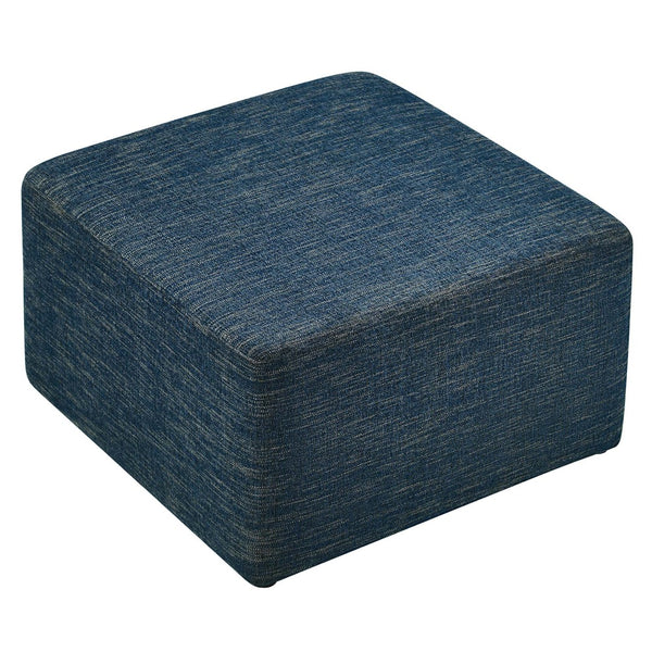 Modway Furniture Callum Large 28" Square Woven Ottoman - Versatile Upholstered Seat and Coffee Table Alternative Heathered Weave Azure EEI-6642-HEA