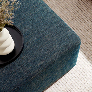 Modway Furniture Callum Large 28" Square Woven Ottoman - Versatile Upholstered Seat and Coffee Table Alternative Heathered Weave Azure EEI-6642-HEA