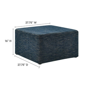 Modway Furniture Callum Large 28" Square Woven Ottoman - Versatile Upholstered Seat and Coffee Table Alternative Heathered Weave Azure EEI-6642-HEA