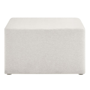Modway Furniture Callum Large 28" Square Woven Ottoman - Versatile Upholstered Seat and Coffee Table Alternative Heathered Weave Ivory EEI-6642-HEI