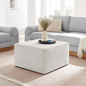 Modway Furniture Callum Large 28" Square Woven Ottoman - Versatile Upholstered Seat and Coffee Table Alternative Heathered Weave Ivory EEI-6642-HEI