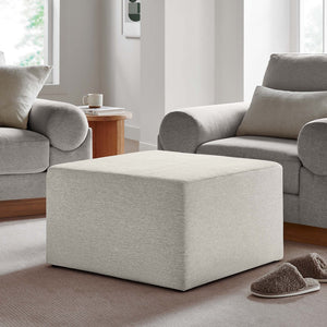 Modway Furniture Callum Large 28" Square Woven Ottoman - Versatile Upholstered Seat and Coffee Table Alternative Heathered Weave Ivory EEI-6642-HEI