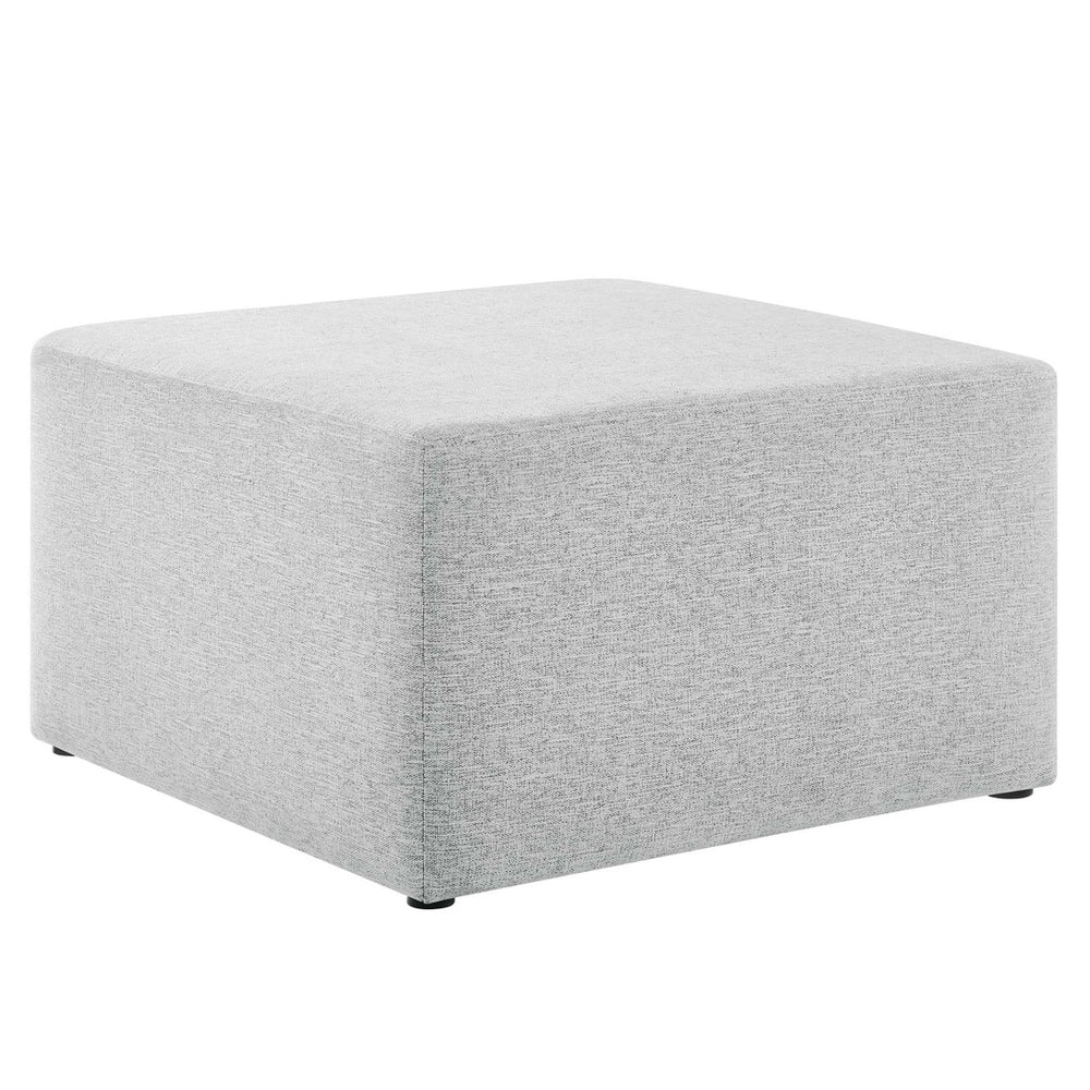 Modway Furniture Callum Large 28" Square Woven Ottoman - Versatile Upholstered Seat and Coffee Table Alternative Heathered Weave Light Gray EEI-6642-HLG