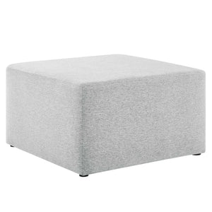 Modway Furniture Callum Large 28" Square Woven Ottoman - Versatile Upholstered Seat and Coffee Table Alternative Heathered Weave Light Gray EEI-6642-HLG