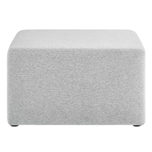 Modway Furniture Callum Large 28" Square Woven Ottoman - Versatile Upholstered Seat and Coffee Table Alternative Heathered Weave Light Gray EEI-6642-HLG