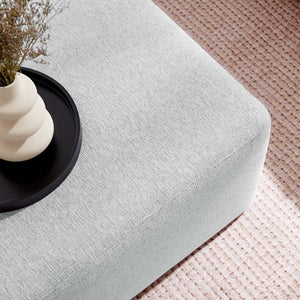 Modway Furniture Callum Large 28" Square Woven Ottoman - Versatile Upholstered Seat and Coffee Table Alternative Heathered Weave Light Gray EEI-6642-HLG