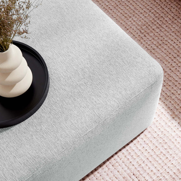 Modway Furniture Callum Large 28" Square Woven Ottoman - Versatile Upholstered Seat and Coffee Table Alternative Heathered Weave Light Gray EEI-6642-HLG