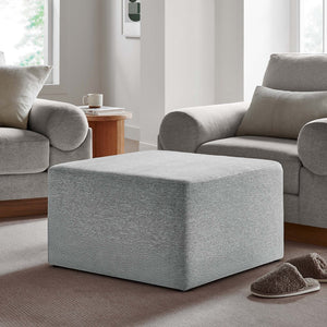 Modway Furniture Callum Large 28" Square Woven Ottoman - Versatile Upholstered Seat and Coffee Table Alternative Heathered Weave Light Gray EEI-6642-HLG