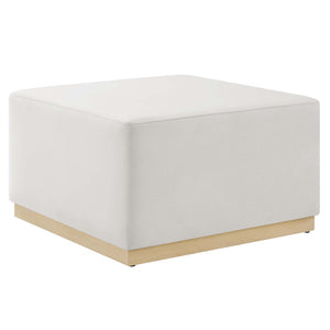 Modway Furniture Tilden Large 28" Square Performance Velvet Ottoman - Luxurious Multifunctional Accent for Any Space Alabaster Natural EEI-6643-ALA-NAT