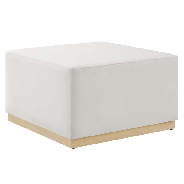Modway Furniture Tilden Large 28" Square Performance Velvet Ottoman - Luxurious Multifunctional Accent for Any Space Alabaster Natural EEI-6643-ALA-NAT
