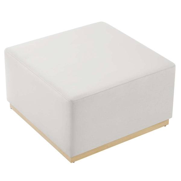 Modway Furniture Tilden Large 28" Square Performance Velvet Ottoman - Luxurious Multifunctional Accent for Any Space Alabaster Natural EEI-6643-ALA-NAT