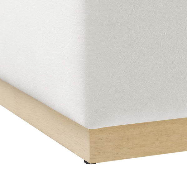 Modway Furniture Tilden Large 28" Square Performance Velvet Ottoman - Luxurious Multifunctional Accent for Any Space Alabaster Natural EEI-6643-ALA-NAT