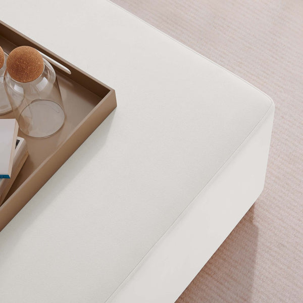 Modway Furniture Tilden Large 28" Square Performance Velvet Ottoman - Luxurious Multifunctional Accent for Any Space Alabaster Natural EEI-6643-ALA-NAT