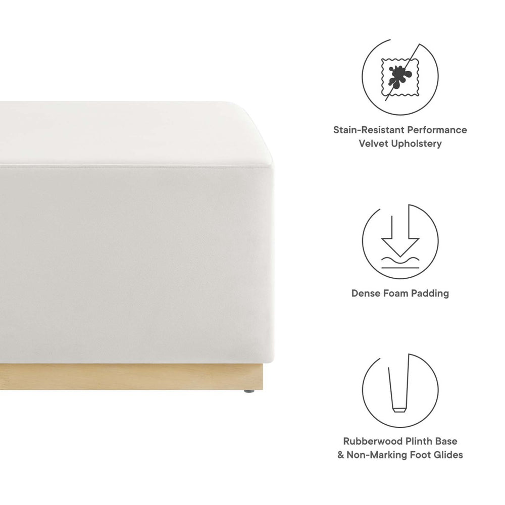 Modway Furniture Tilden Large 28" Square Performance Velvet Ottoman - Luxurious Multifunctional Accent for Any Space Alabaster Natural EEI-6643-ALA-NAT
