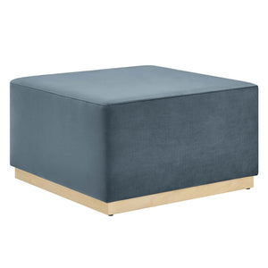 Modway Furniture Tilden Large 28" Square Performance Velvet Ottoman - Luxurious Multifunctional Accent for Any Space Cadet Blue Natural EEI-6643-CAB-NAT