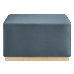 Modway Furniture Tilden Large 28" Square Performance Velvet Ottoman - Luxurious Multifunctional Accent for Any Space Cadet Blue Natural EEI-6643-CAB-NAT