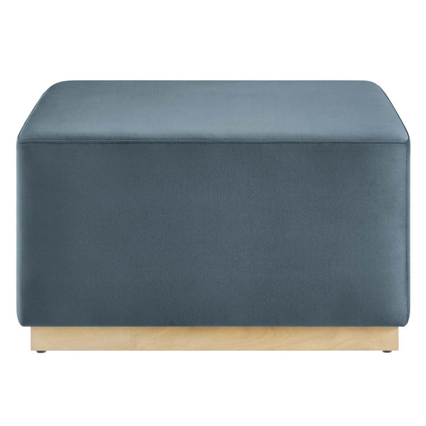 Modway Furniture Tilden Large 28" Square Performance Velvet Ottoman - Luxurious Multifunctional Accent for Any Space Cadet Blue Natural EEI-6643-CAB-NAT
