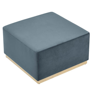 Modway Furniture Tilden Large 28" Square Performance Velvet Ottoman - Luxurious Multifunctional Accent for Any Space Cadet Blue Natural EEI-6643-CAB-NAT