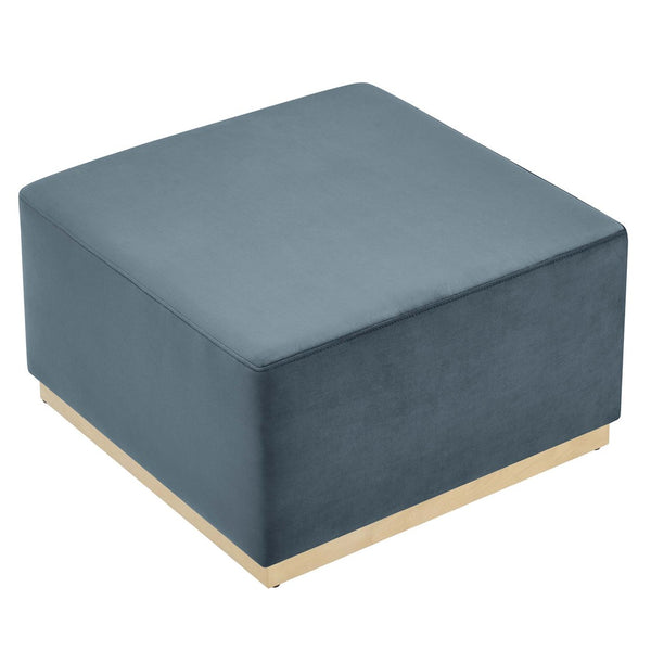 Modway Furniture Tilden Large 28" Square Performance Velvet Ottoman - Luxurious Multifunctional Accent for Any Space Cadet Blue Natural EEI-6643-CAB-NAT
