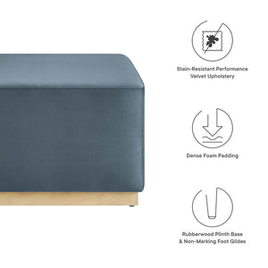 Modway Furniture Tilden Large 28" Square Performance Velvet Ottoman - Luxurious Multifunctional Accent for Any Space Cadet Blue Natural EEI-6643-CAB-NAT