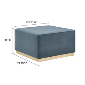 Modway Furniture Tilden Large 28" Square Performance Velvet Ottoman - Luxurious Multifunctional Accent for Any Space Cadet Blue Natural EEI-6643-CAB-NAT