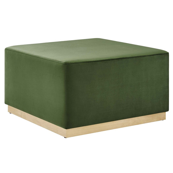 Modway Furniture Tilden Large 28" Square Performance Velvet Ottoman - Luxurious Multifunctional Accent for Any Space Moss Green Natural EEI-6643-MOG-NAT