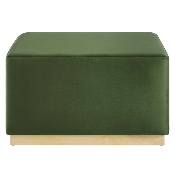 Modway Furniture Tilden Large 28" Square Performance Velvet Ottoman - Luxurious Multifunctional Accent for Any Space Moss Green Natural EEI-6643-MOG-NAT