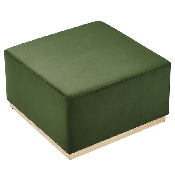 Modway Furniture Tilden Large 28" Square Performance Velvet Ottoman - Luxurious Multifunctional Accent for Any Space Moss Green Natural EEI-6643-MOG-NAT