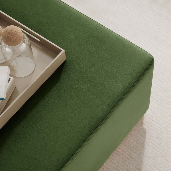 Modway Furniture Tilden Large 28" Square Performance Velvet Ottoman - Luxurious Multifunctional Accent for Any Space Moss Green Natural EEI-6643-MOG-NAT