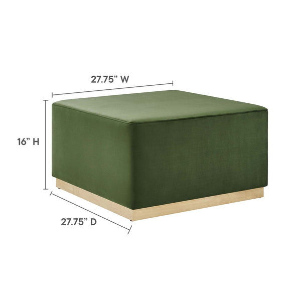 Modway Furniture Tilden Large 28" Square Performance Velvet Ottoman - Luxurious Multifunctional Accent for Any Space Moss Green Natural EEI-6643-MOG-NAT