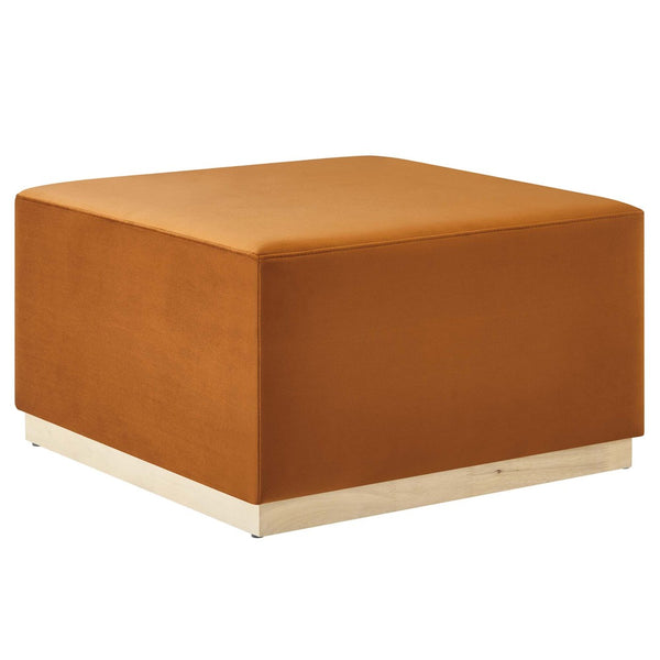 Modway Furniture Tilden Large 28" Square Performance Velvet Ottoman - Luxurious Multifunctional Accent for Any Space Rust Natural EEI-6643-RUS-NAT