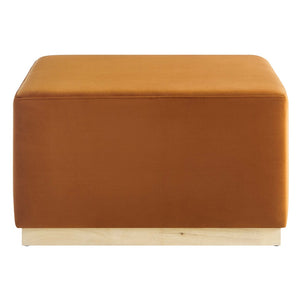 Modway Furniture Tilden Large 28" Square Performance Velvet Ottoman - Luxurious Multifunctional Accent for Any Space Rust Natural EEI-6643-RUS-NAT