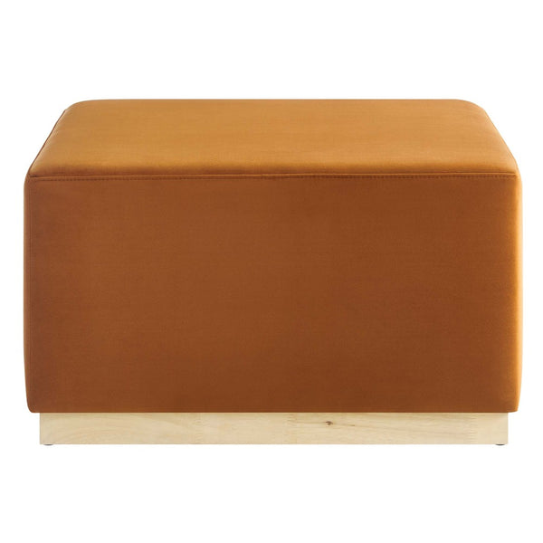 Modway Furniture Tilden Large 28" Square Performance Velvet Ottoman - Luxurious Multifunctional Accent for Any Space Rust Natural EEI-6643-RUS-NAT