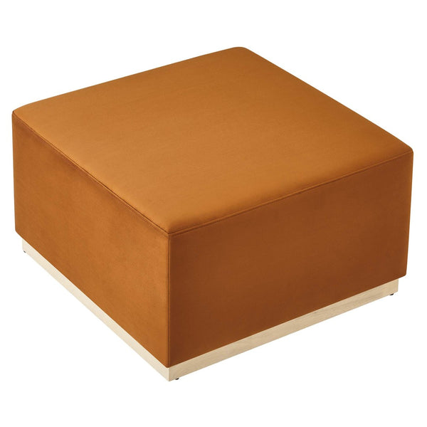 Modway Furniture Tilden Large 28" Square Performance Velvet Ottoman - Luxurious Multifunctional Accent for Any Space Rust Natural EEI-6643-RUS-NAT